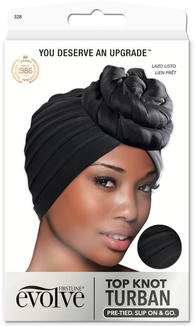 #328 Evolve Top Knot Turban Black (4PC)