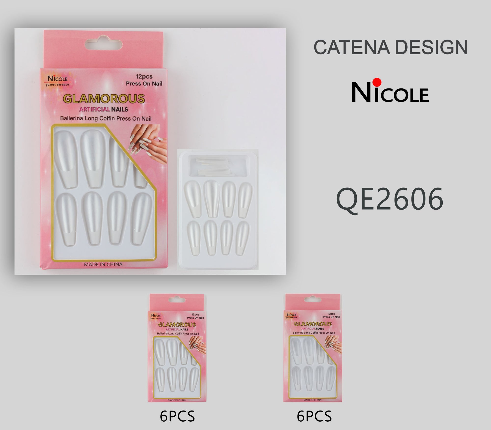 Design Fake Nails #QE2606 (12PC)