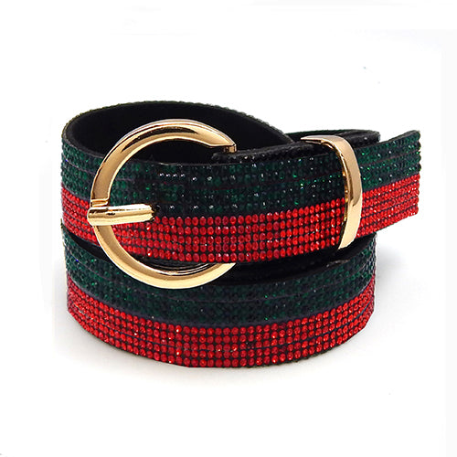 Fashion Rhinestone Green & Red Belt #LT5058GDGMT (PC)