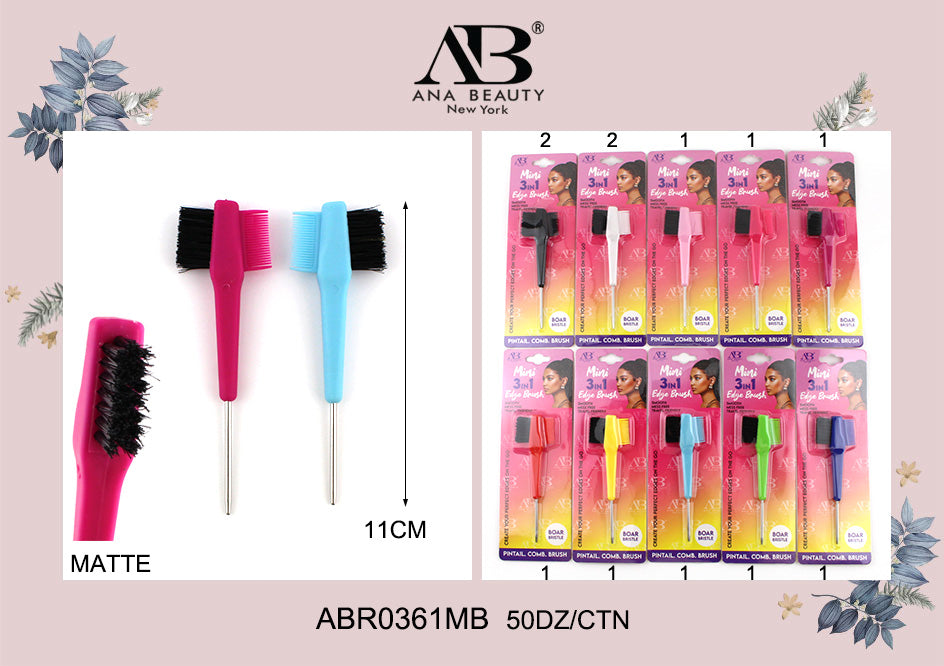 Mini 3 in 1 Edge Brush #ABR0361 (12PC) - Multiple Color