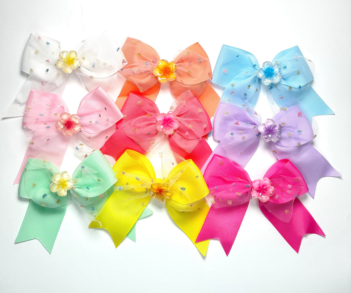 Fashion Flower Pastel Small Cheer Hairbows #QR2203P (24PC)