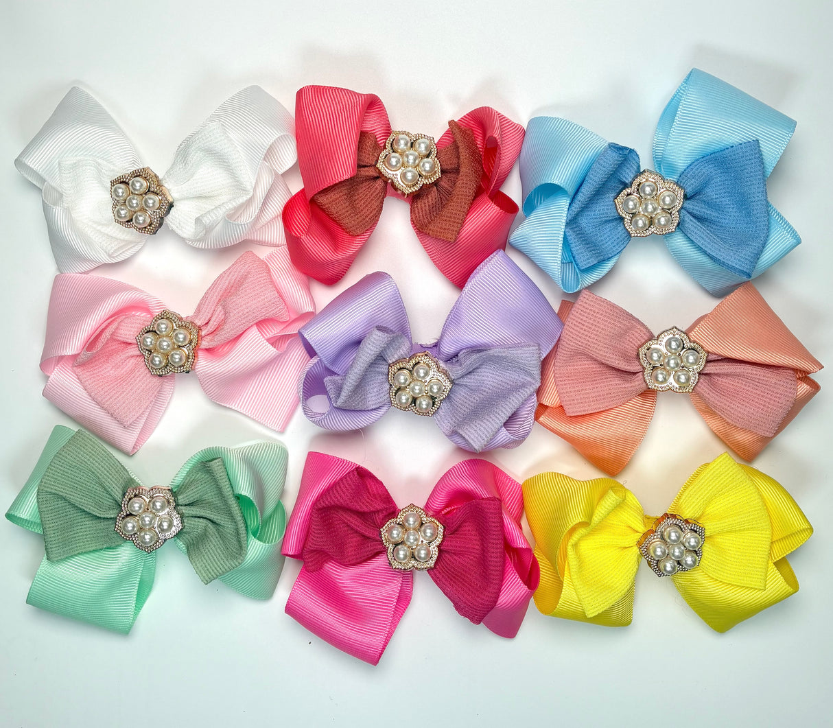 Fashion Design Pastel Small Hairbows #QR2206P (24PC)