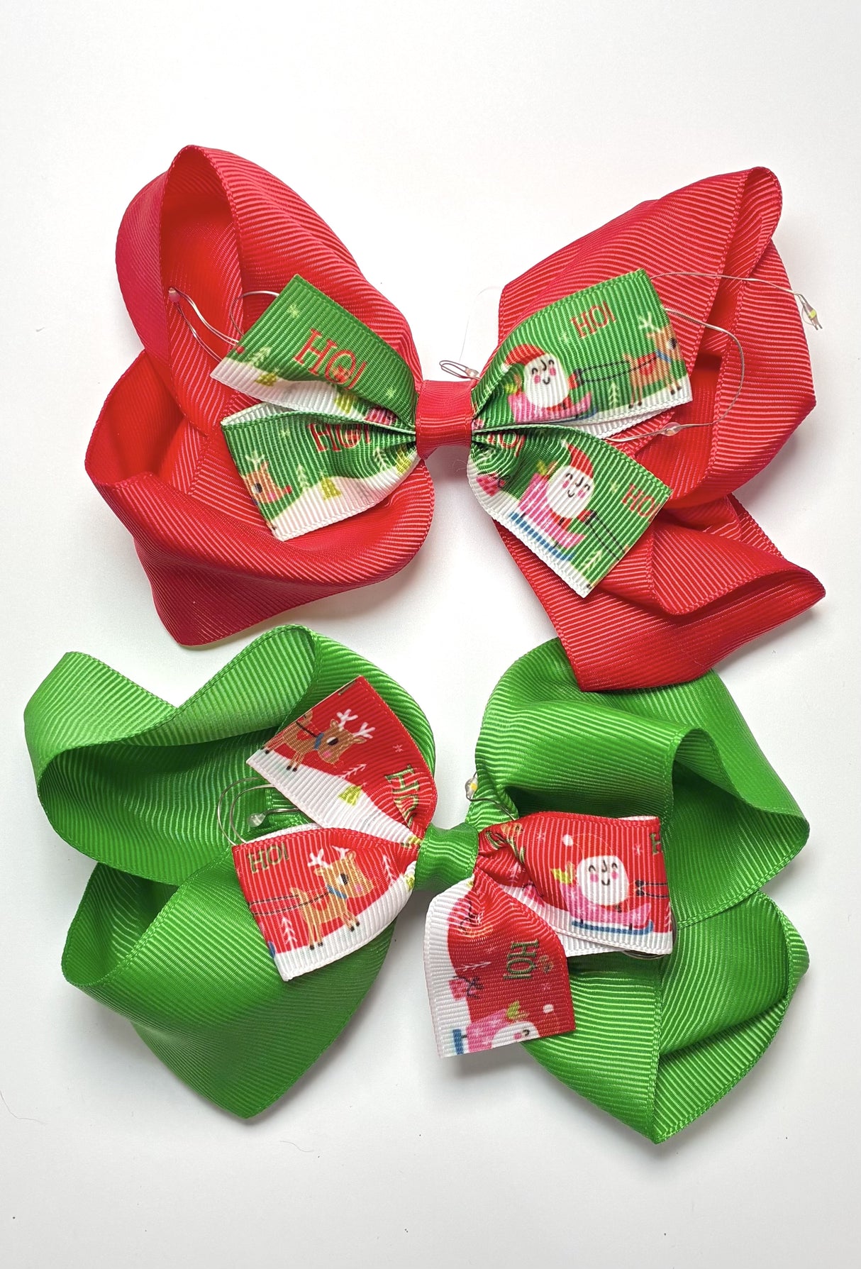 Fashion Christmas Design Light-Up Large Hairbows #QR2223 (12PC)