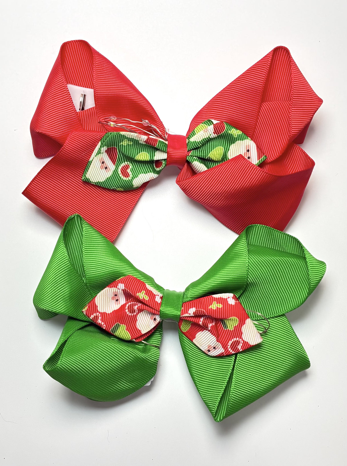 Fashion Santa Design Light-Up Large Christmas Hairbows #QR2225 (12PC)