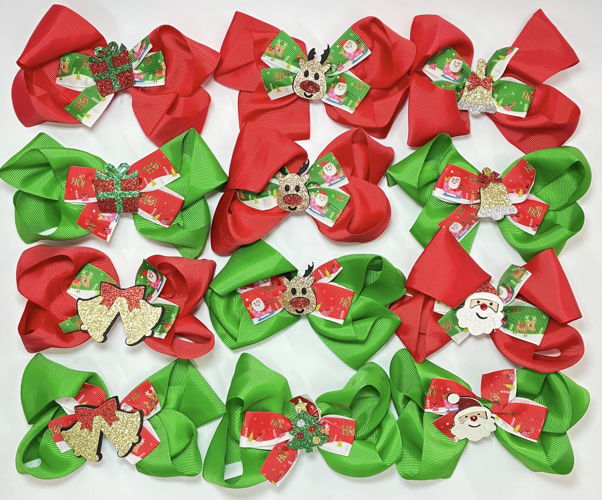 Fashion Christmas Design Large Hairbows #QR2228 (12PC)