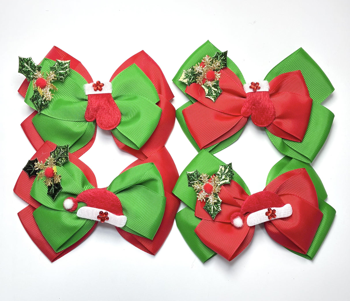 Fashion Christmas Design Large Hairbows #QR2231 (12PC)
