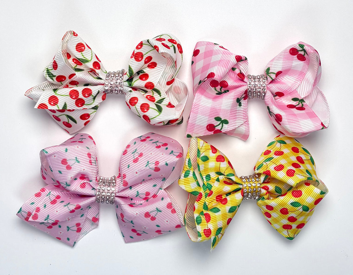 Fashion Cherry Design Small Hairbows #RBW1102R4 (24PC)