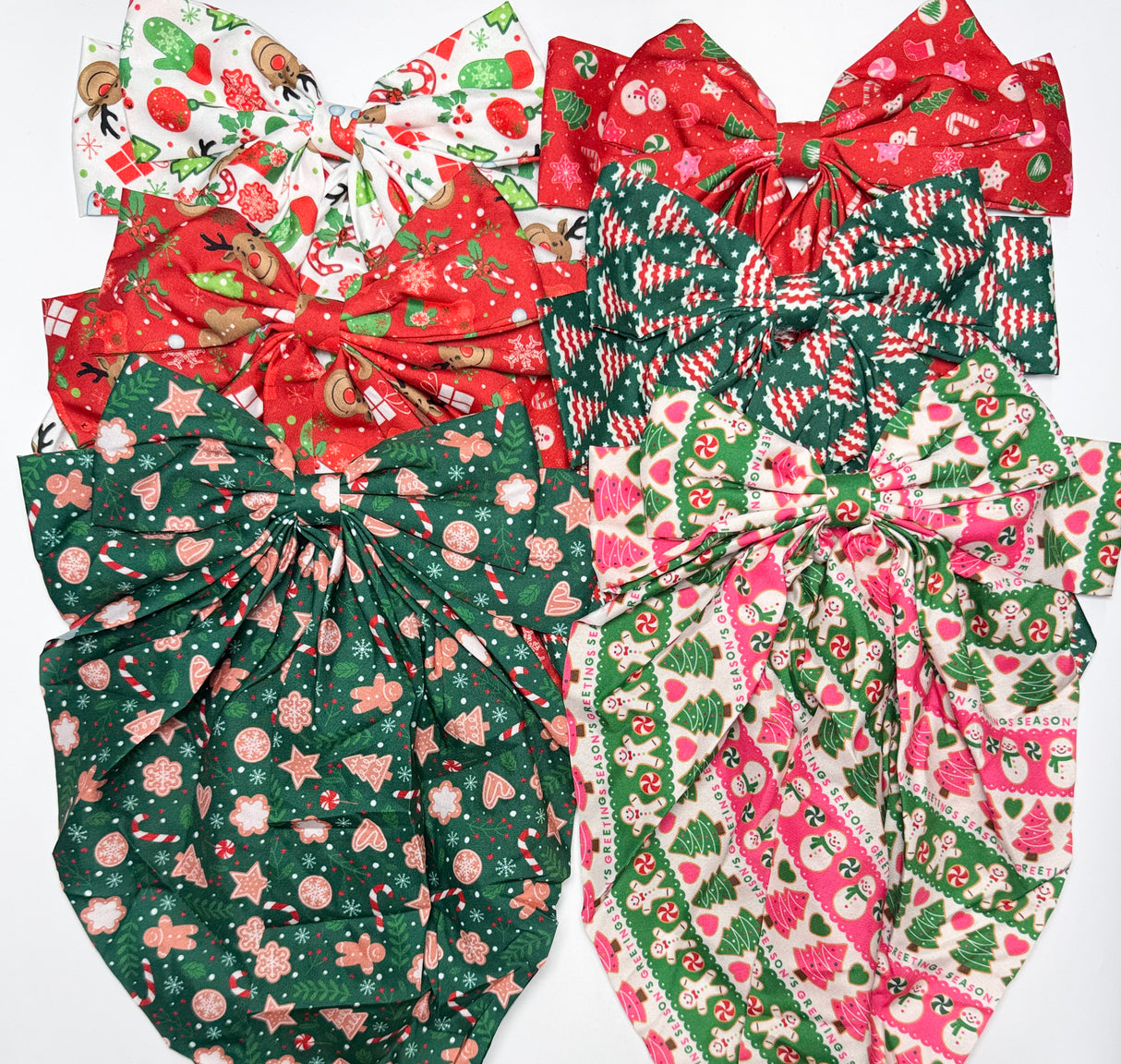 Fashion Christmas Design Long Tail Hairbows #QR2232 (12PC)