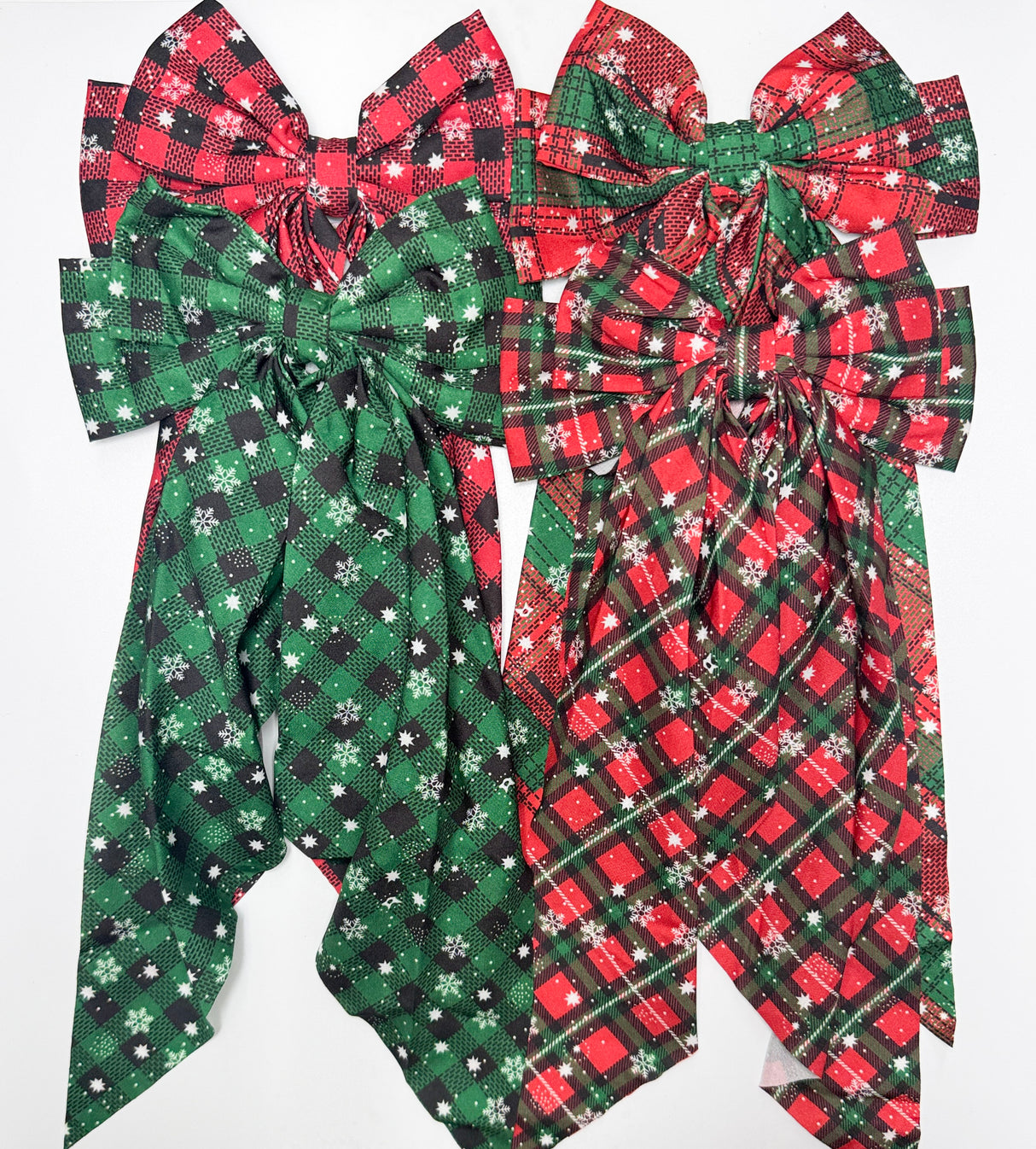 Fashion Christmas Design Long Tail Hairbows #XHR2396 (12PC)