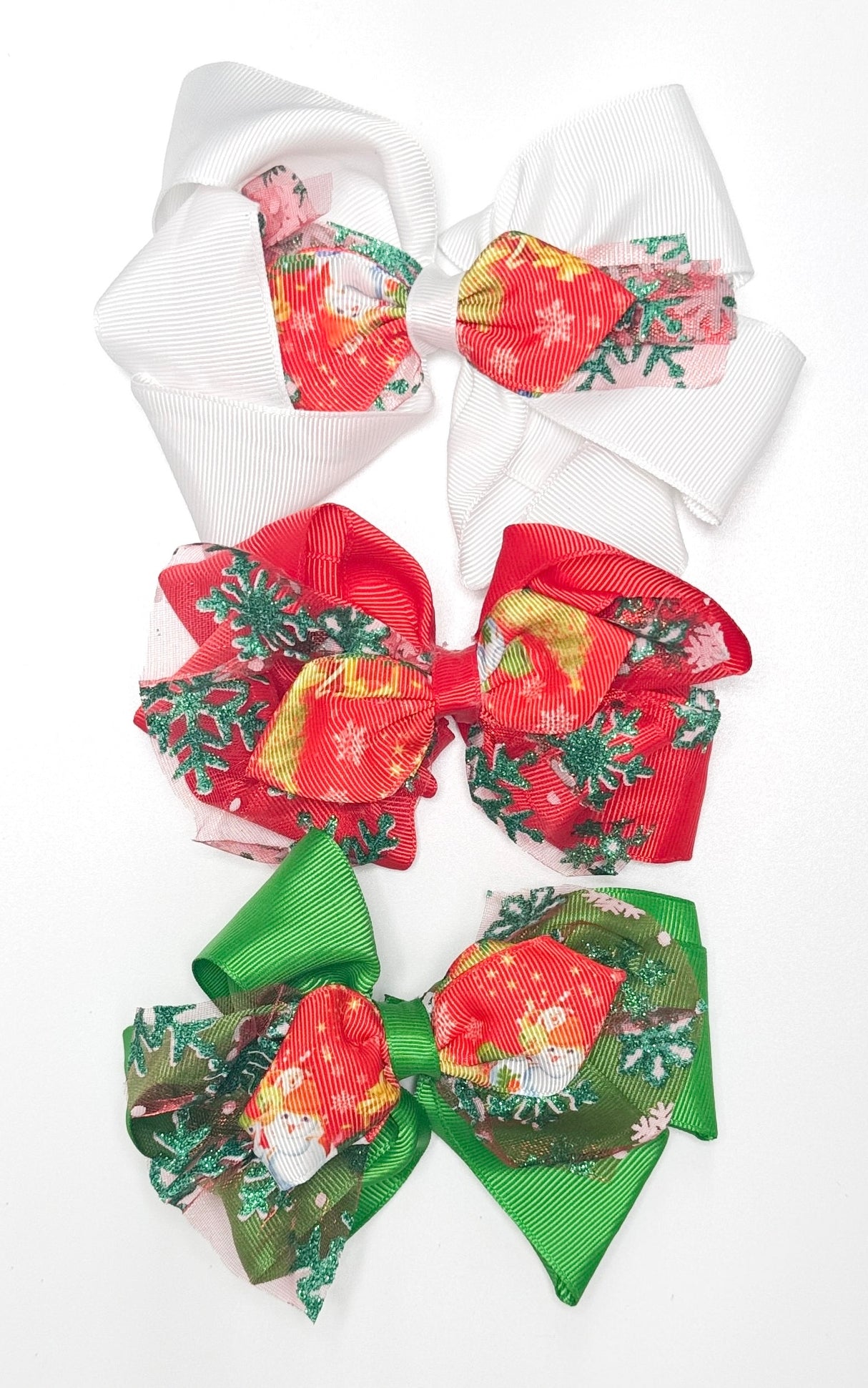Fashion Christmas Design Large Hairbows #RBW1215R (12PC)