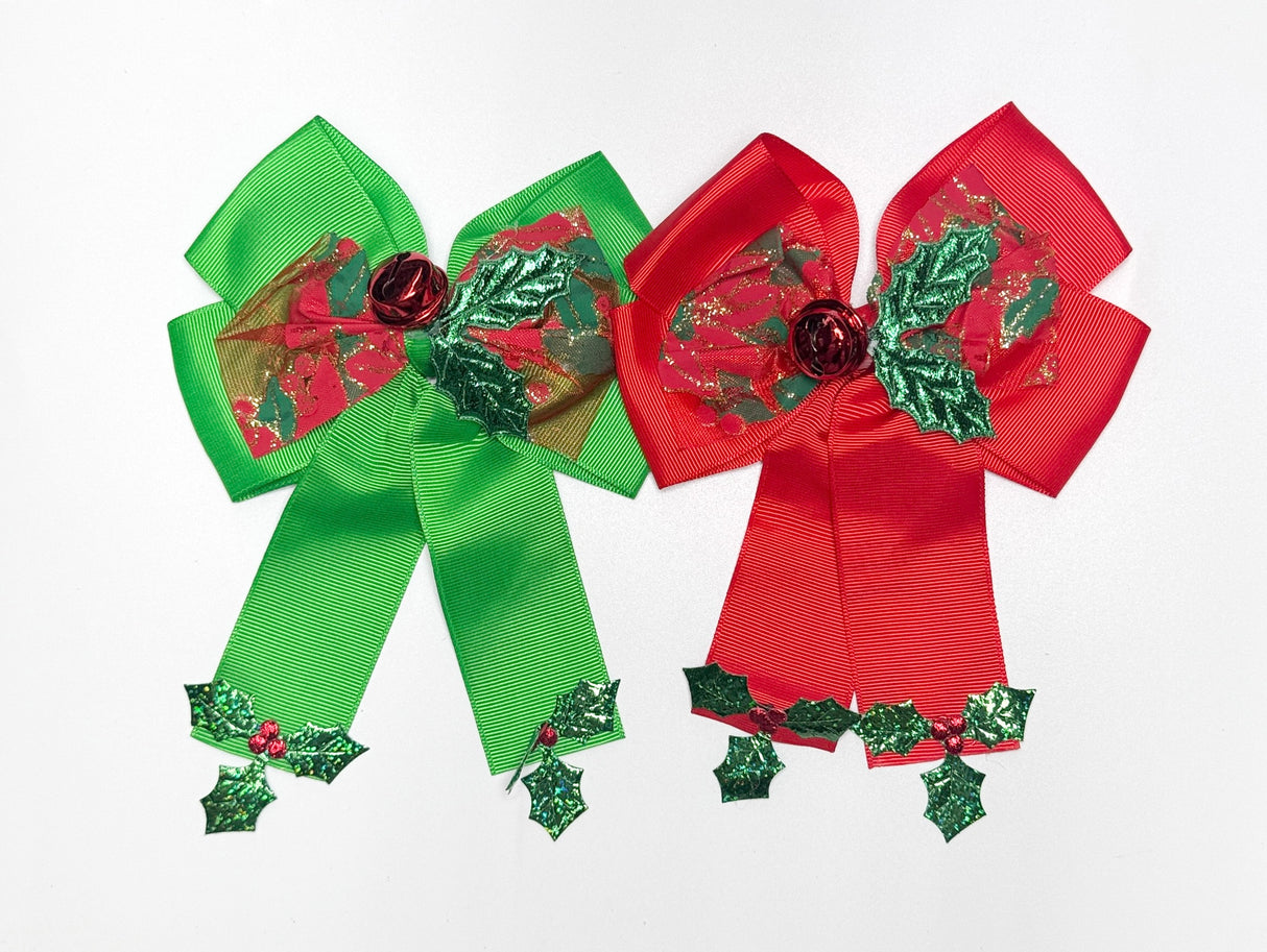 Fashion Festive Poinsettia Christmas Hairbows #XHR2248 (12PC)