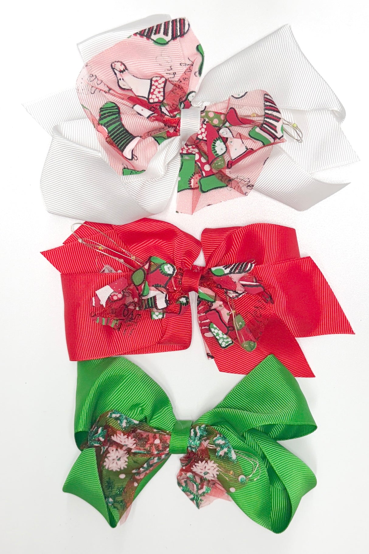 Fashion Christmas Design Light-Up Large Hairbows #EKD9716B (12PC)