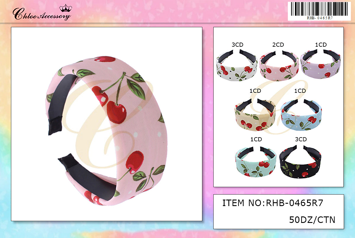 Fashion Cherry Design Headband #RHB-0465R7 (12PC)