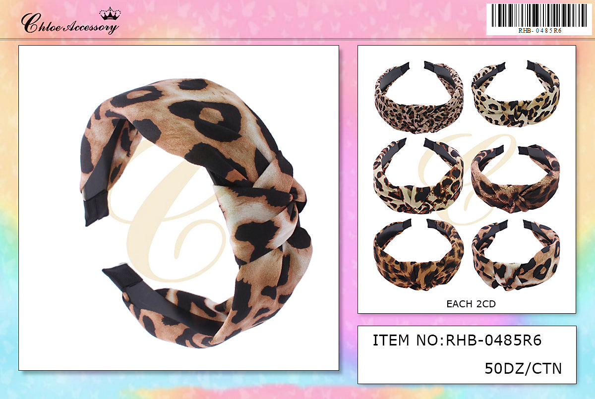 Fashion Leopard Design Headband #RHB-0485R6 (12PC)