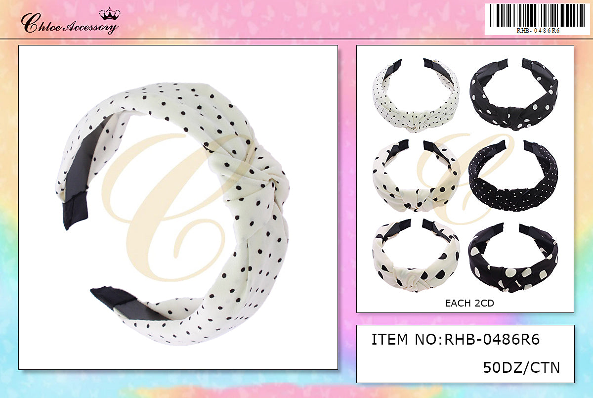 Fashion Polka Dot Design Headband #RHB-0486R6 (12PC)