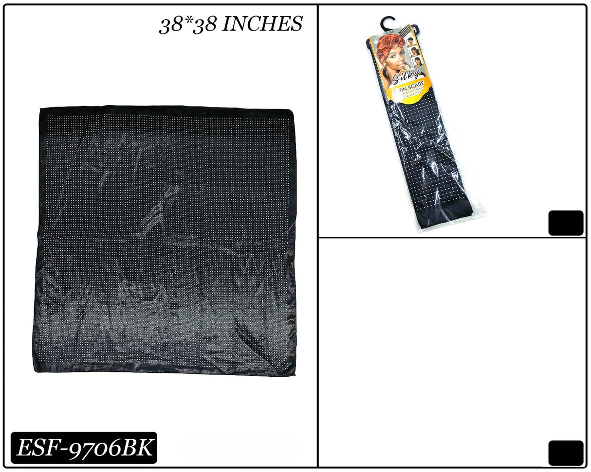 Fashion Designed Head Scarf #ESF9706BK (12PC)