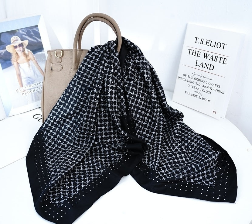 Fashion Design Stone Scarf #AS772BK Black (12PC)