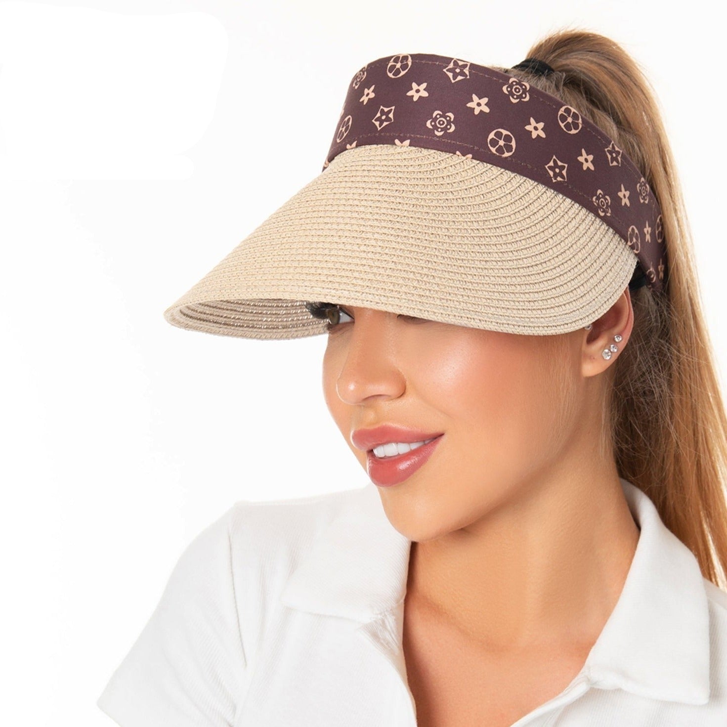 Fashion Visor Hat W/ Design #H3124 - BEIGE (PC)