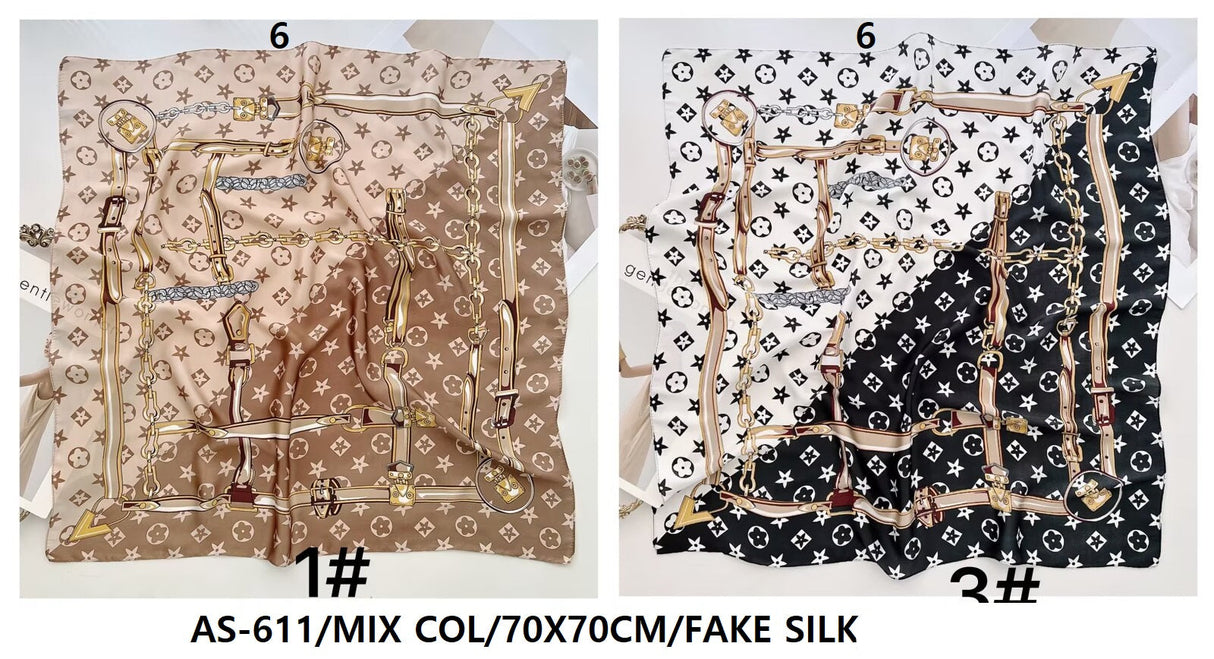 Fashion Silk Scarf #AS611MIX (12PC)