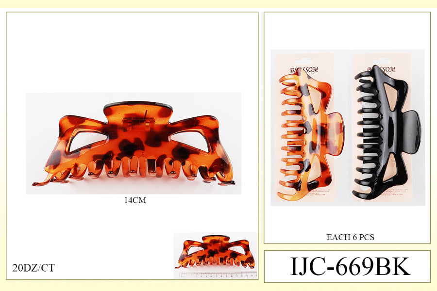 Fashion Hairclips #IJC669BK - Black & Brown (12PC)