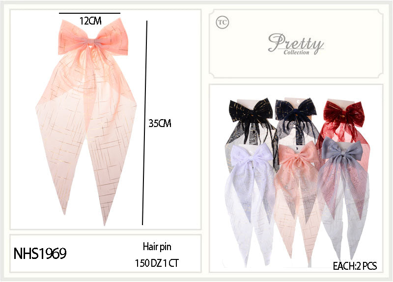 Fashion Long Tail Strand Hairbows #NHS1969 (12PC)