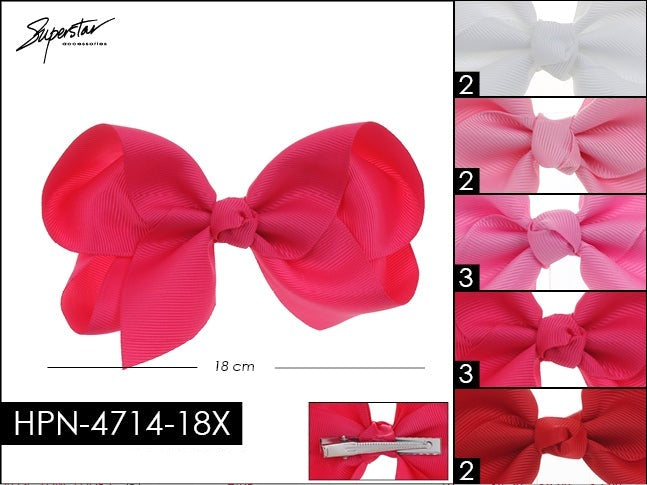 Large Hair Bow #HPN4714 Pink Mix (Dozen)