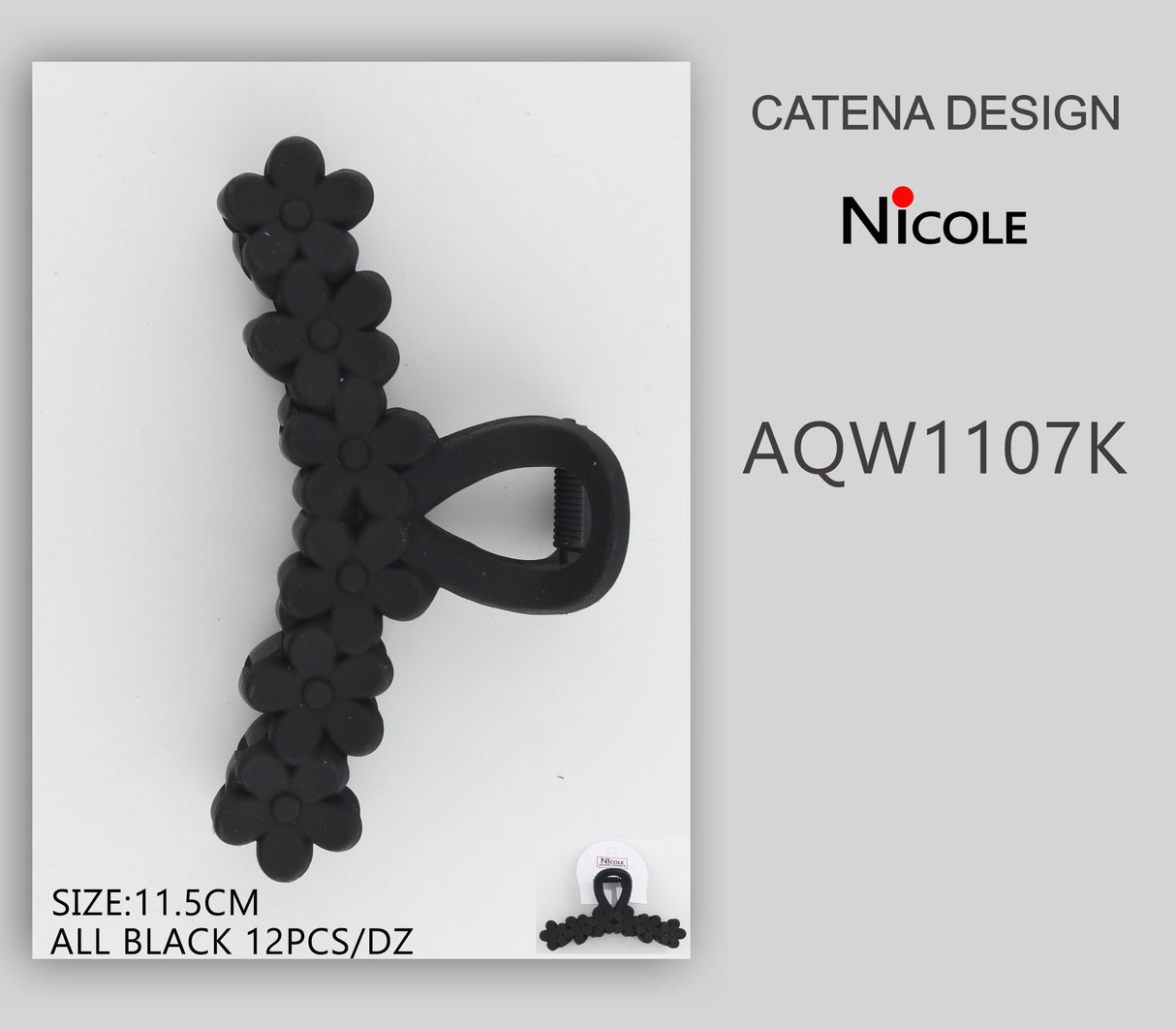 Fashion Hairclips #AQW1107K - Black (12PC)