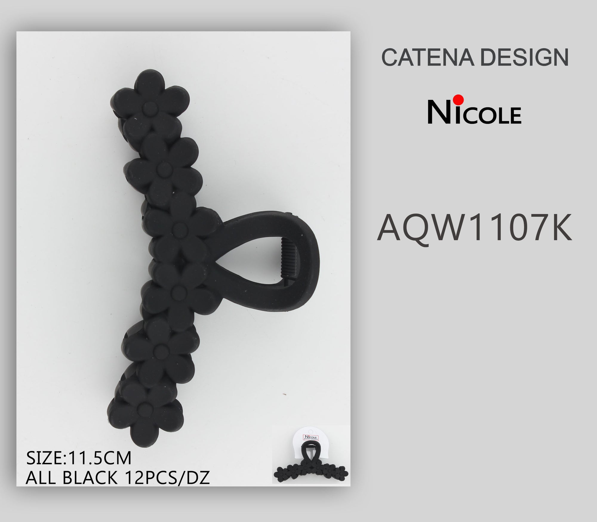 Fashion Hairclips #AQW1107K - Black (12PC)