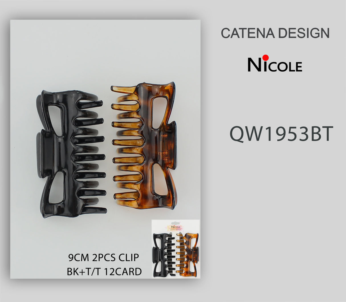 Fashion Hairclips #QW1953BT - Black & Brown Mix (12PC)