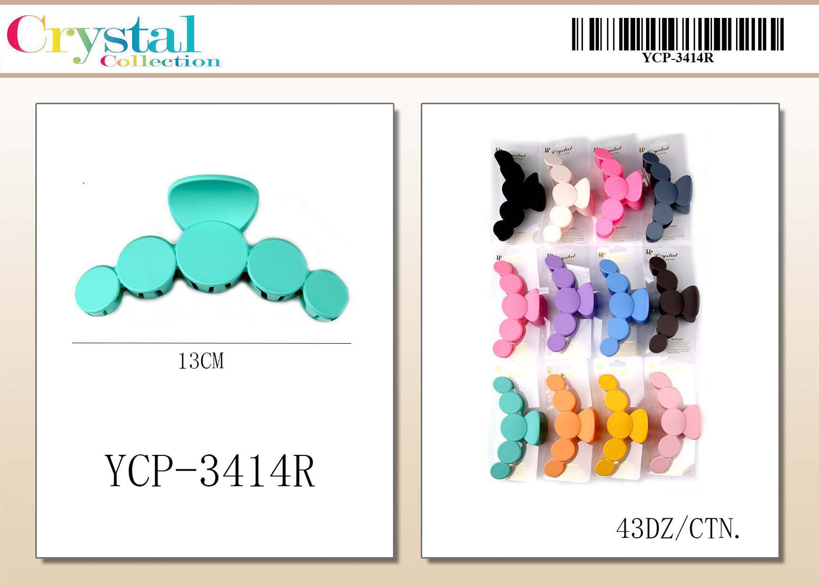 Fashion Hairclips #YCP3414R - Assort (12PC)