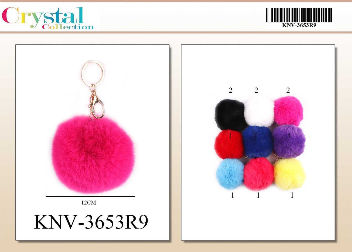 Pom Pom Puff Furry Keychains Assorted Colors (12PC) #KNV3653R9