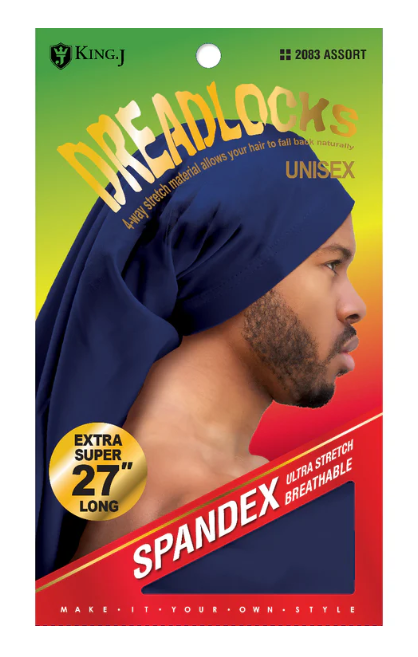 #2083 King J Extra Super Long Spandex Dreadlock Cap - Assort (6PC)