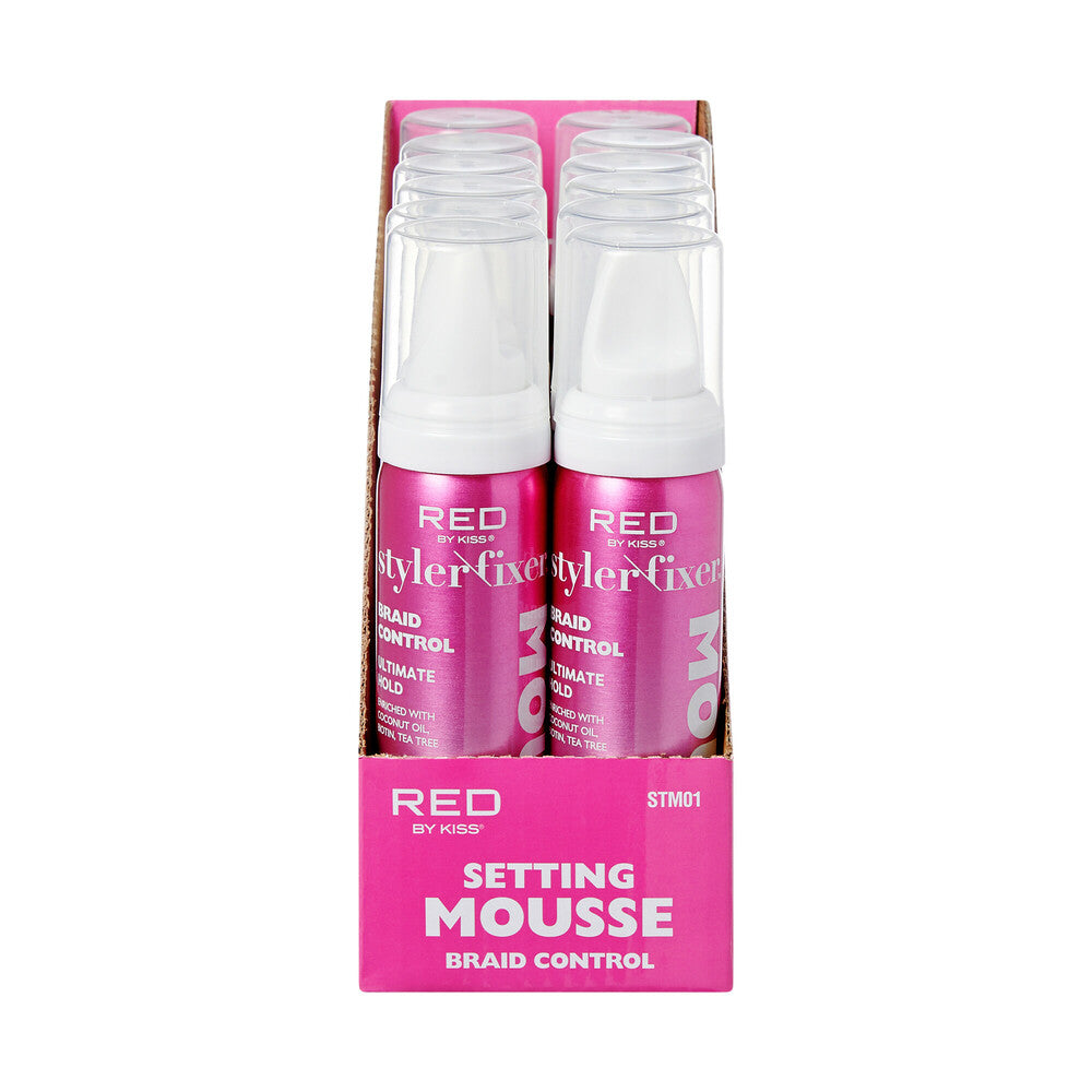 #STM01 Red by Kiss Styler Fixer Braid Control Setting Mousse (12PC)