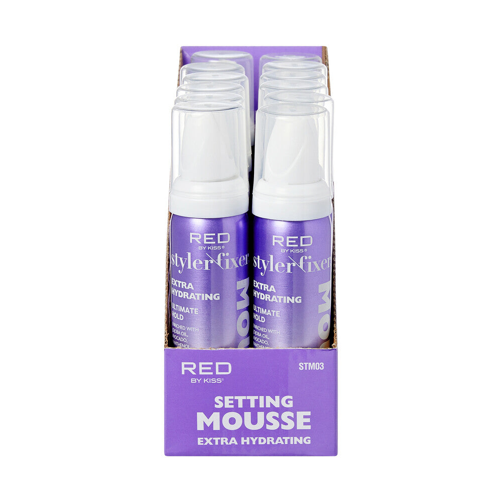 #STM03 Red by Kiss Styler Fixer Extra Hydrating Setting Mousse (12PC)