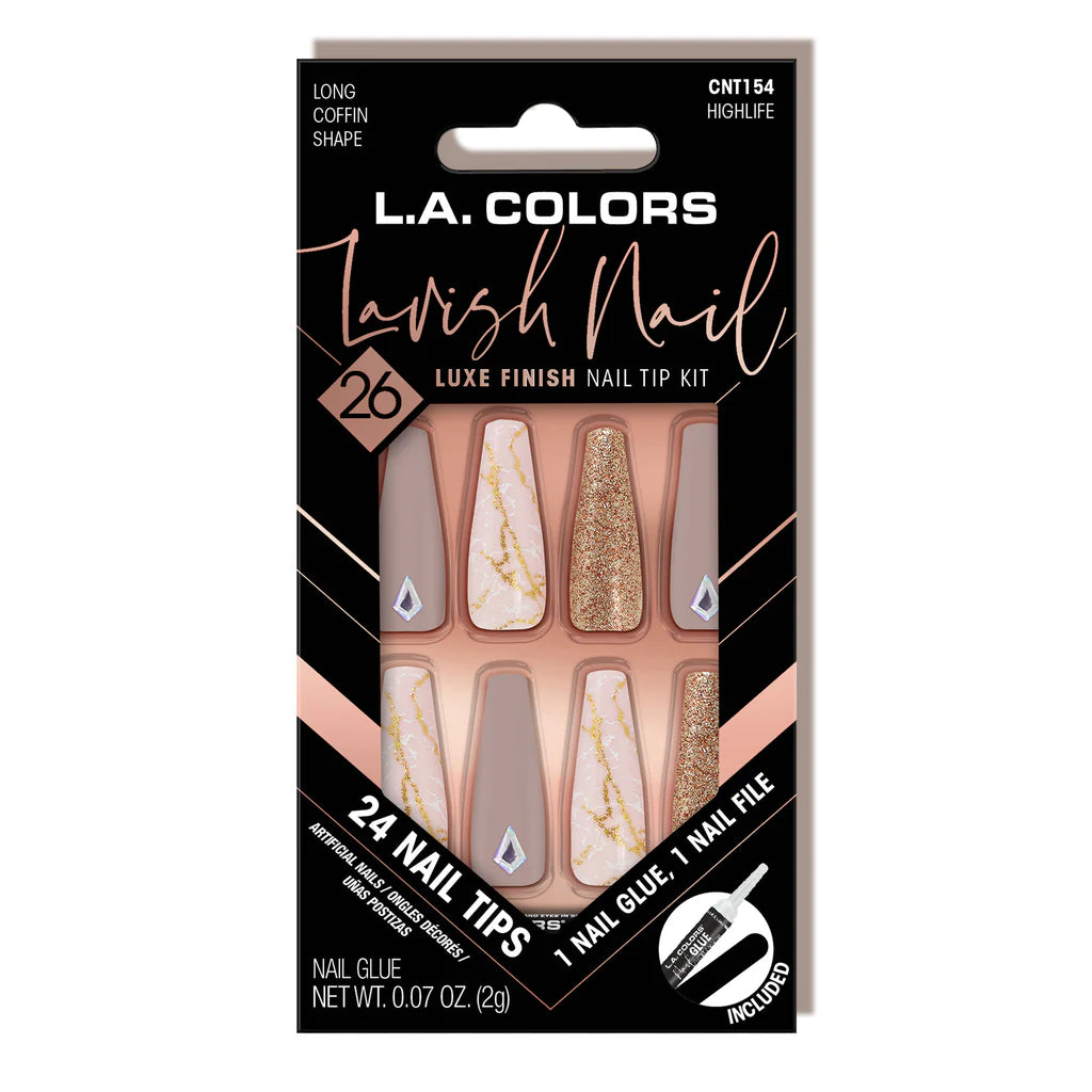 LA Colors  Lavish Luxe Finish Nail Tip Kit #CNT154 - Highlife (3PC)