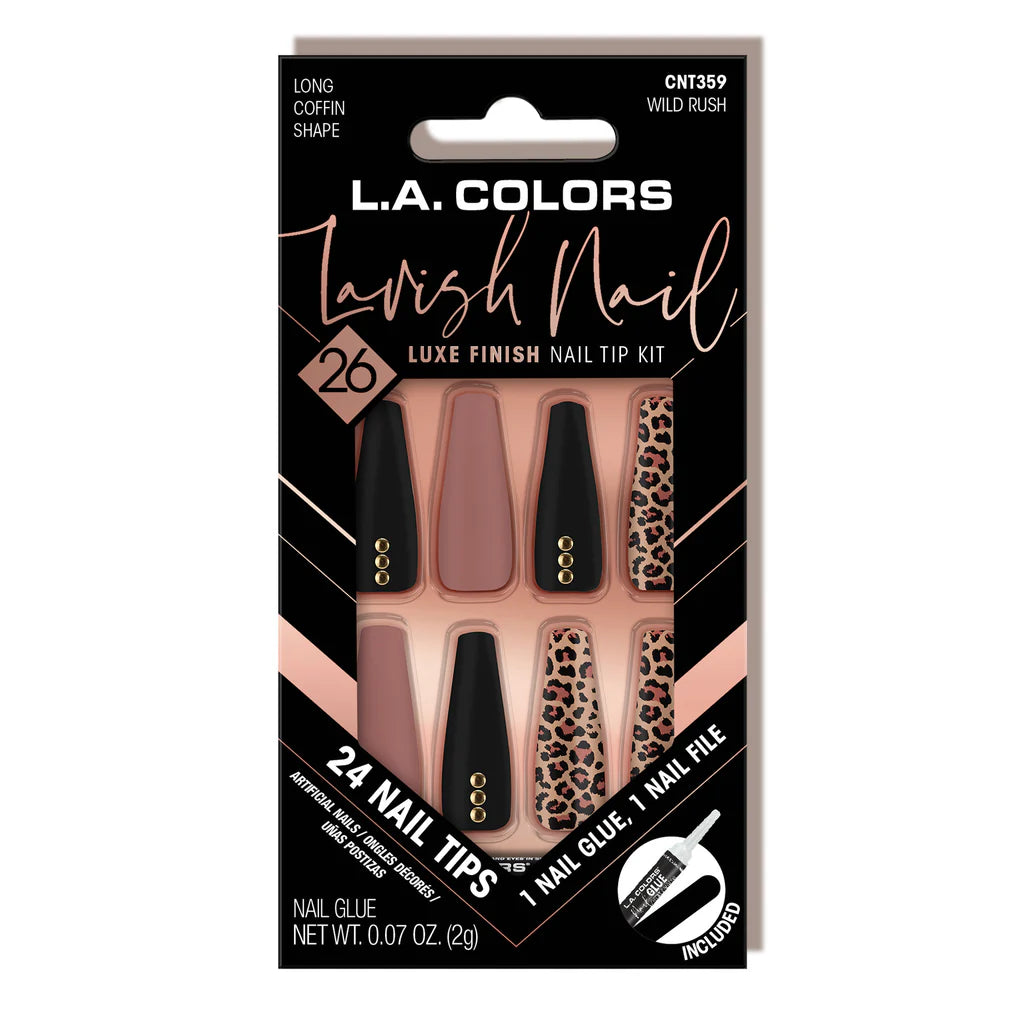 LA Colors  Lavish Luxe Finish Nail Tip Kit #CNT359 - Wild Rush (3PC)