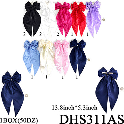 Fashion Long Tail Strand Hairbows #DHS311AS (12PC)