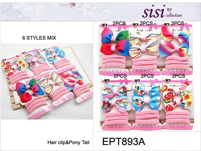 Ponytails & Hairclips For Kids #EPT893A - Assort (12PC)