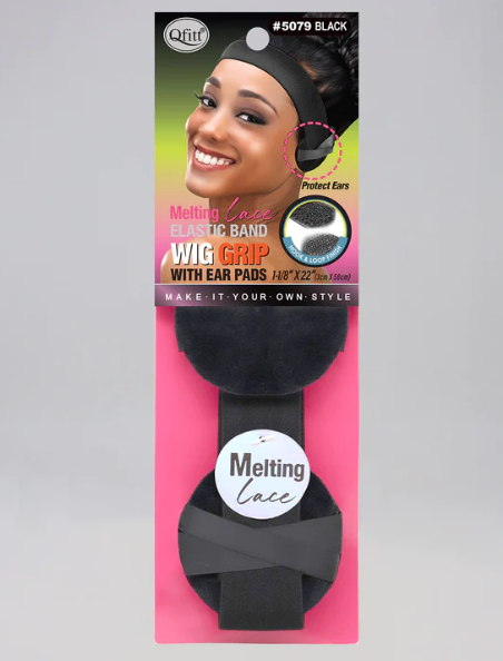 Melting Lace Elastic Band Wig Grip w/ Ear Pads - Black (12PC)
