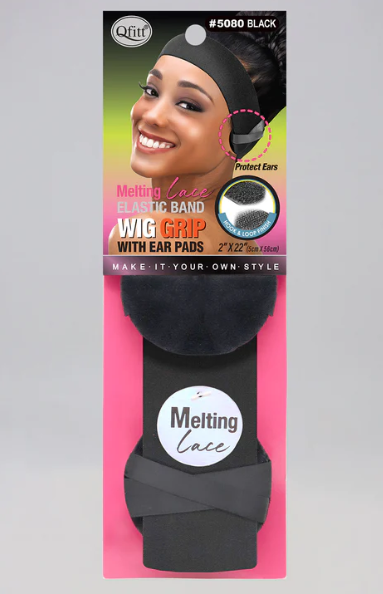 Melting Lace Elastic Band Wig Grip w/ Ear Pads - Black (12PC)