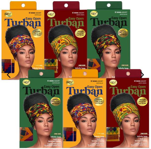 #9066 Qfitt Easy Open Turban Kente Assort (6PC)