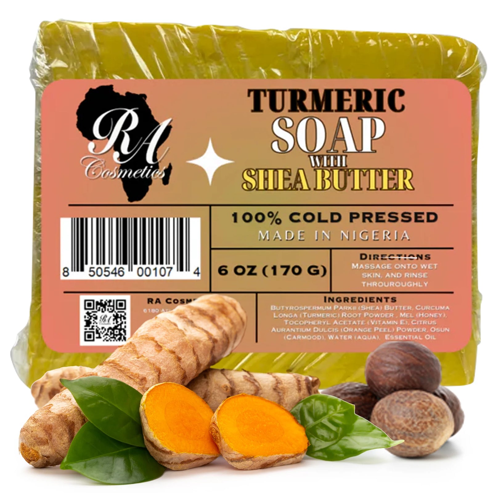 RA 100% Cold Pressed Turmeric Soap w/ Shea Butter 6oz (PC)