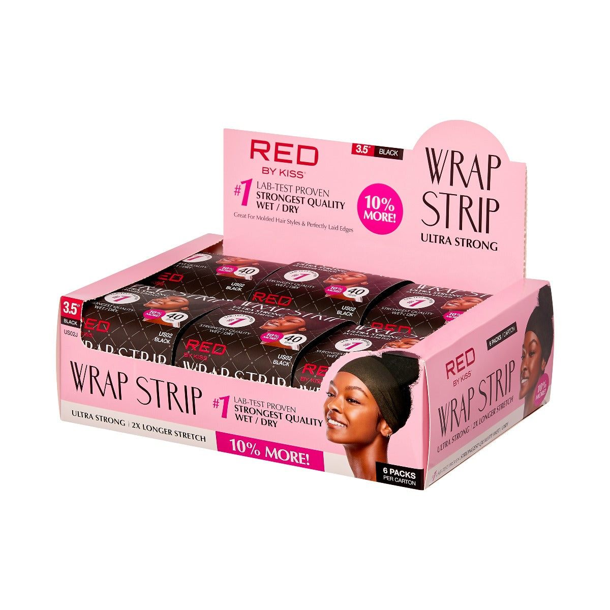 Red by Kiss Wrap Strips Black 3.5" 40 Strips #US02J (6 PACK / BOX)