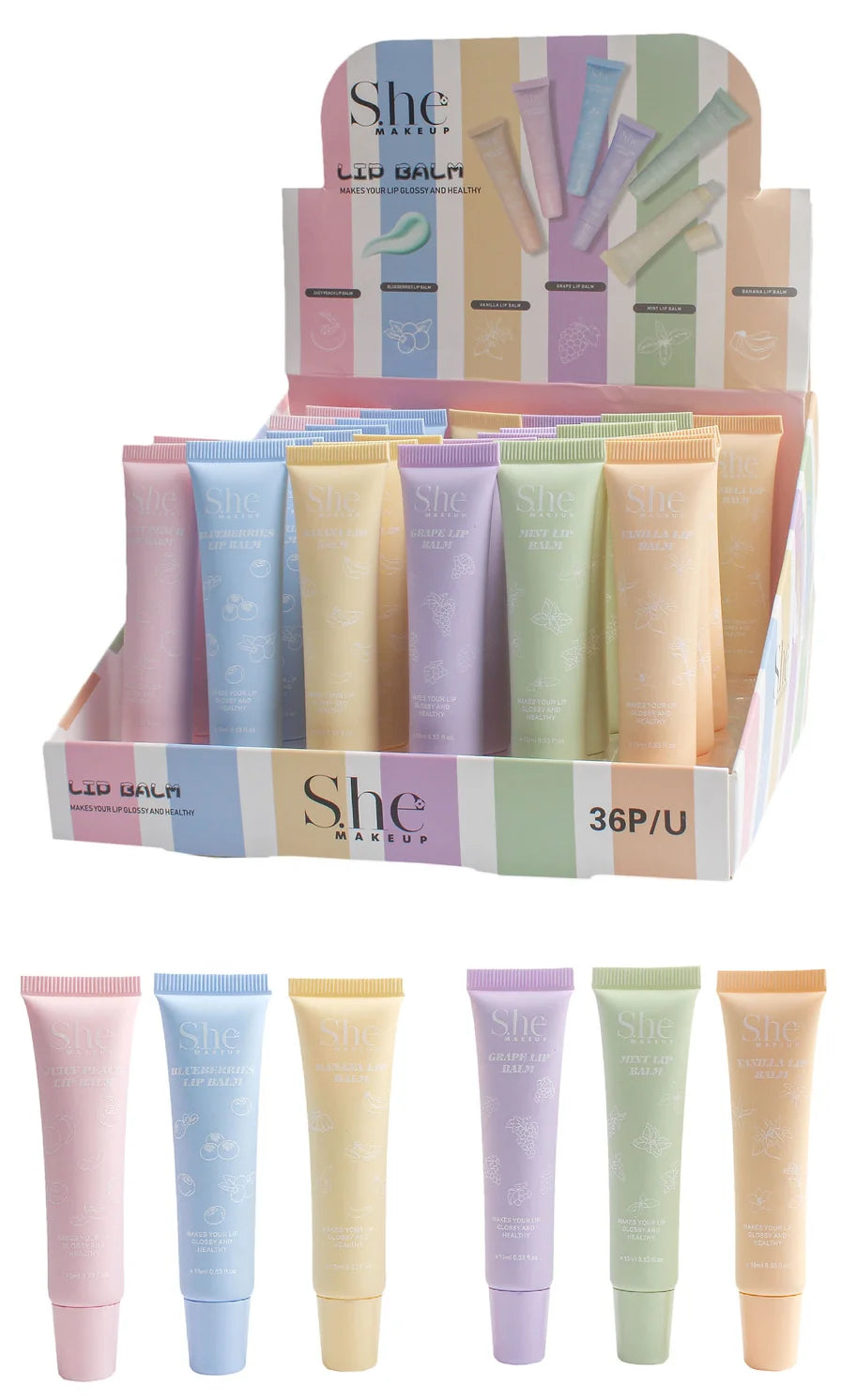 She Assorted Lip Balm Set #LG14 (36PC)