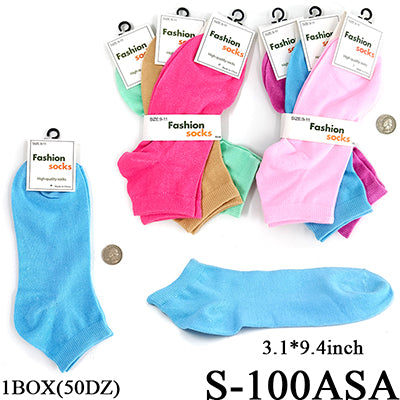Plain Ankle Socks / Assorted (Size 9-11) #S-100ASA  (12PC)