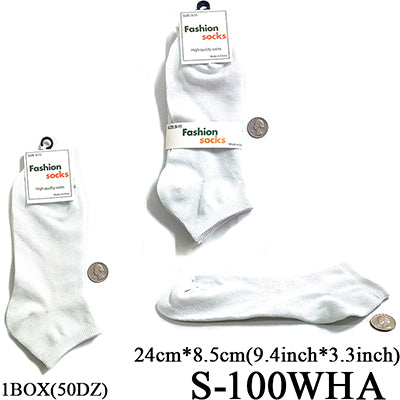 Plain White Ankle Socks (Size 9-11) #S-100WHA (12PC)