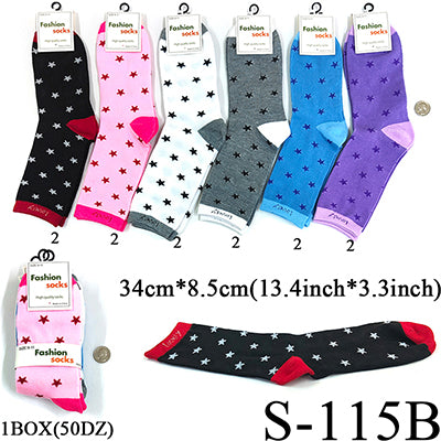 Star Design Long Socks / Assorted (Size 9-11) #S-115B  (12PC)