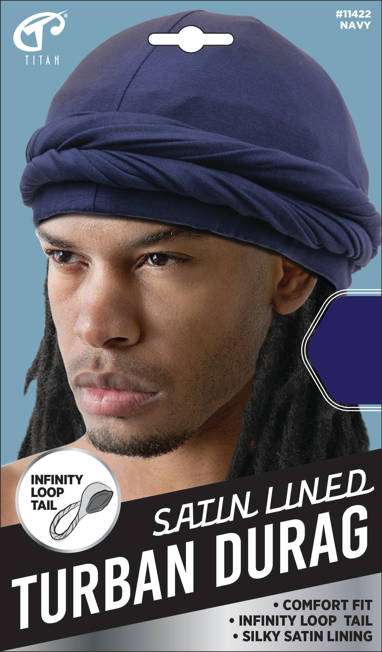 Titan Satin Lined Turban Durag - Navy #11422  (6PC)