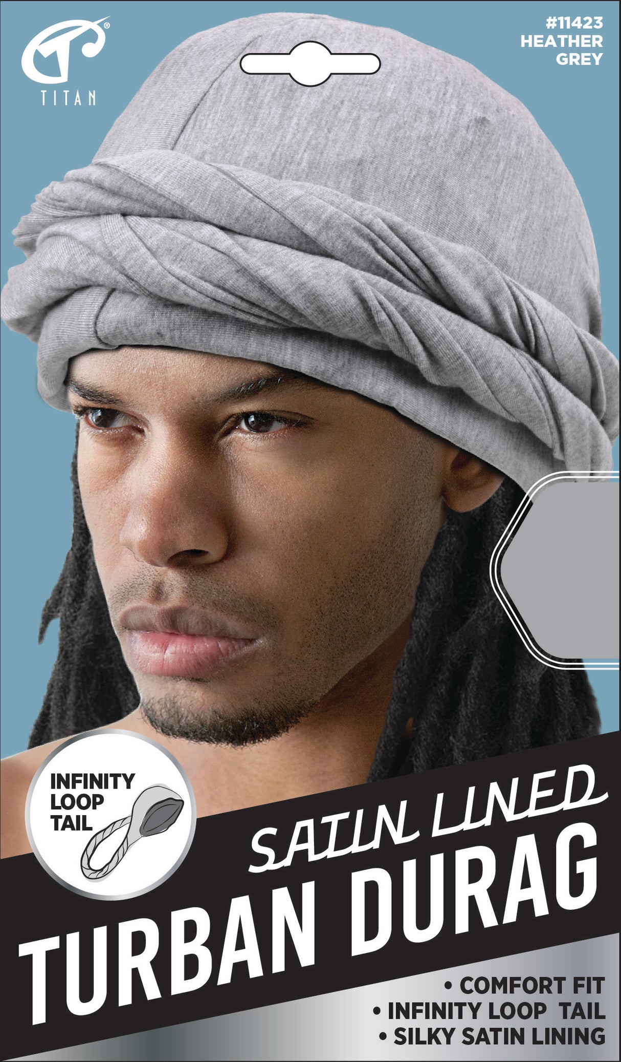 Titan Satin Lined Turban Durag #11423 Gray (6PC)