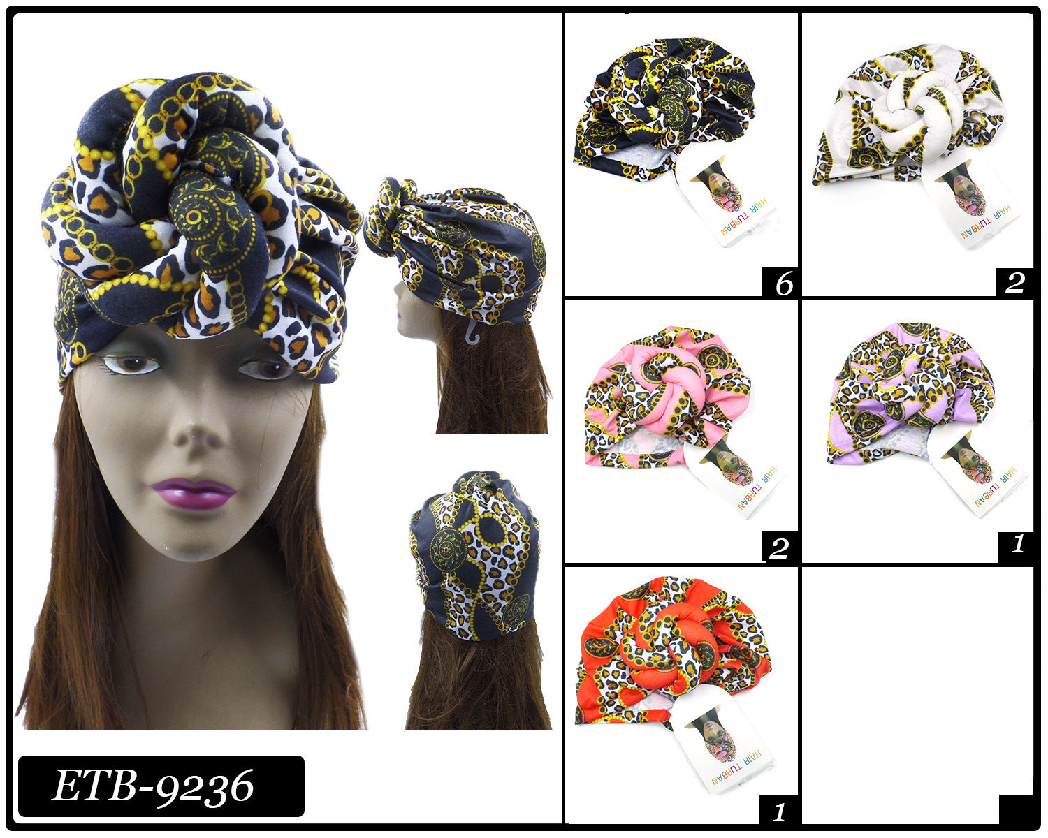 Big Knotted Fashion Design Turban #ETB9236 (12PC)